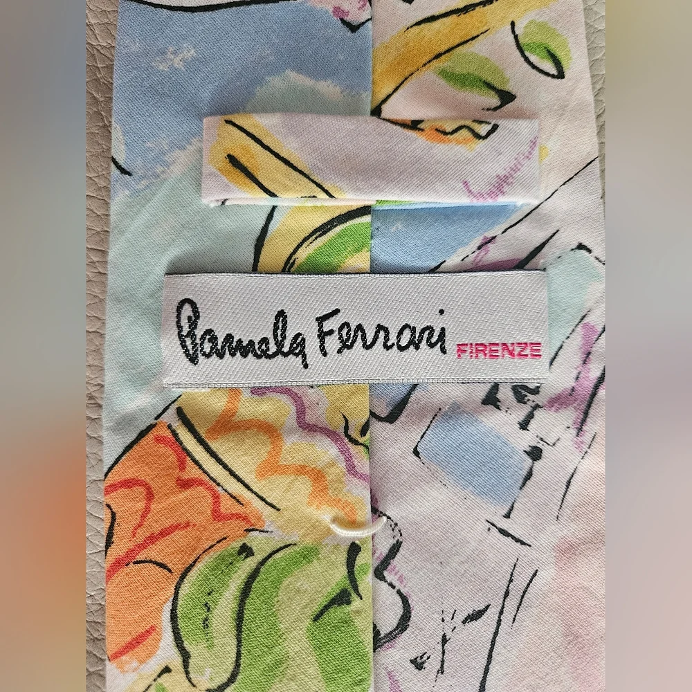 NWOT RARE PAMELA FERRARI Venice Scenes Italian Cotton Tie | SZ 58